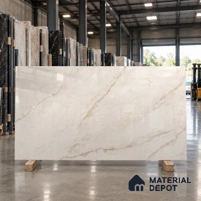 Marble Wall & Floor Tile TL 11463 Ivory 6 ft x 4 ft Glossy Finish Vitrified Tile - 9 mm | 4 Random Designs | Suitable For Living Room, Bedroom, Bathroom | Adhesive and Spacers Must be Used During Installation