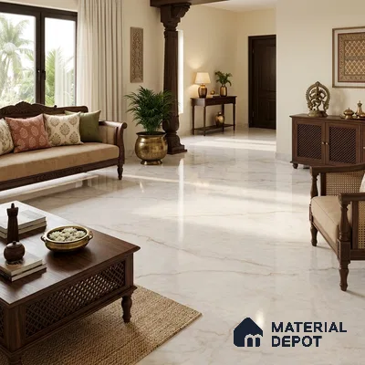 Marble Wall & Floor Tile TL 11463 Ivory 6 ft x 4 ft Glossy Finish Vitrified Tile - 9 mm | 4 Random Designs | Suitable For Living Room, Bedroom, Bathroom | Adhesive and Spacers Must be Used During Installation