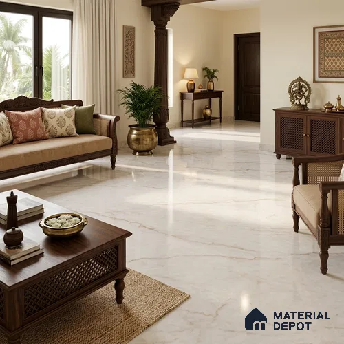 Large Format Marble Floor & Wall Tile TL 11463 Almond Vein 6 ft x 4 ft Vitrified Glossy Finish - 9 mm | 4 Random Design | Suitable for Living Room, Bedroom, Dining & Office | Adhesive and Spacers Must be Used During Installation