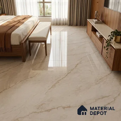 Marble Wall & Floor Tile TL 11463 Ivory 6 ft x 4 ft Glossy Finish Vitrified Tile - 9 mm | 4 Random Designs | Suitable For Living Room, Bedroom, Bathroom | Adhesive and Spacers Must be Used During Installation