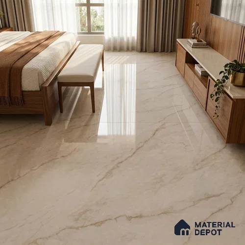 Large Format Marble Floor & Wall Tile TL 11463 Almond Vein 6 ft x 4 ft Vitrified Glossy Finish - 9 mm | 4 Random Design | Suitable for Living Room, Bedroom, Dining & Office | Adhesive and Spacers Must be Used During Installation