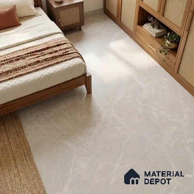 Large Formate Marble Floor & Wall Tile TL 11465 B Astra Cotton Grey 6 ft x 4 ft Vitrified Lush Finish - 9 mm | 4 Random Design | Suitable for Living Room, Bedroom, Dining & Office