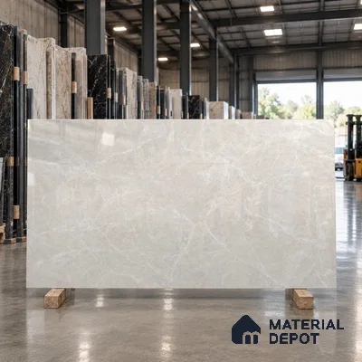 Large Formate Marble Floor & Wall Tile TL 11465 Astra Cotton Grey 6 ft x 4 ft Vitrified Glossy Finish - 9 mm | 4 Random Design | Suitable for Living Room, Bedroom, Dining & Office