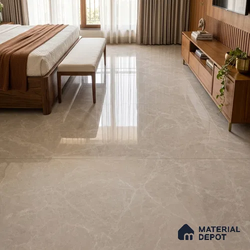Large Formate Marble Floor & Wall Tile TL 11465 Astra Cotton Grey 6 ft x 4 ft Vitrified Glossy Finish - 9 mm | 4 Random Design | Suitable for Living Room, Bedroom, Dining & Office