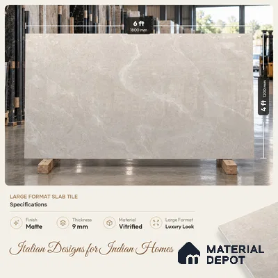 Marble Wall & Floor Tile TL 11467 B Grey 6 ft x 4 ft Matte Finish Vitrified Tile - 9 mm | 3 Random Designs | Suitable For Living Room, Bedroom, Dining Area