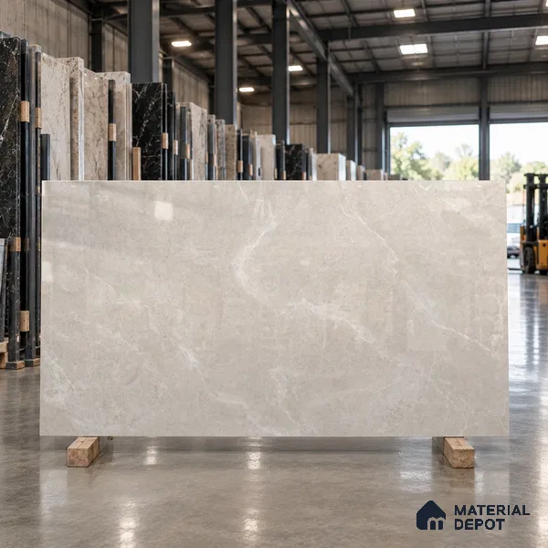 Large Format Marble Floor & Wall Tile TL 11467 Celeste Tint Grey 6 ft x 4 ft Vitrified Glossy Finish - 9 mm | 3 Random Design | Suitable for Living Room, Bedroom, Dining & Office | Adhesive and Spacers Must be Used During Installation