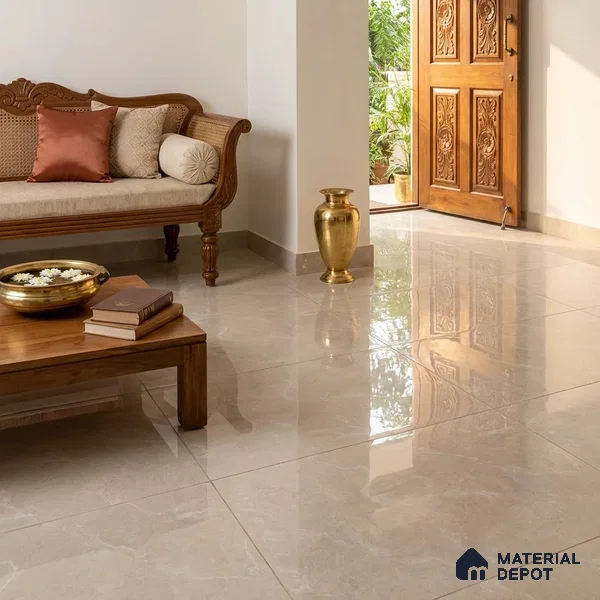 Large Format Marble Floor & Wall Tile TL 11467 Celeste Tint Grey 6 ft x 4 ft Vitrified Glossy Finish - 9 mm | 3 Random Design | Suitable for Living Room, Bedroom, Dining & Office | Adhesive and Spacers Must be Used During Installation