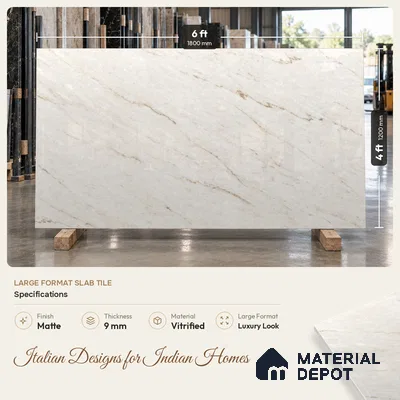 Marble Wall & Floor Tile TL 11471 B Beige 6 ft x 4 ft Matte Finish Vitrified Tile - 9 mm | 4 Random Designs | Suitable For Living Room, Bedroom, Dining Area