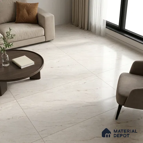 Large Formate Marble Floor & Wall Tile TL 11471 B Ferior Pale Sisal 6 ft x 4 ft Vitrified Lush Finish - 9 mm | 4 Random Design | Suitable for Living Room, Bedroom, Dining & Office