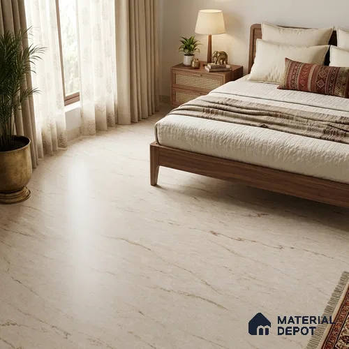 Large Formate Marble Floor & Wall Tile TL 11471 B Ferior Pale Sisal 6 ft x 4 ft Vitrified Lush Finish - 9 mm | 4 Random Design | Suitable for Living Room, Bedroom, Dining & Office
