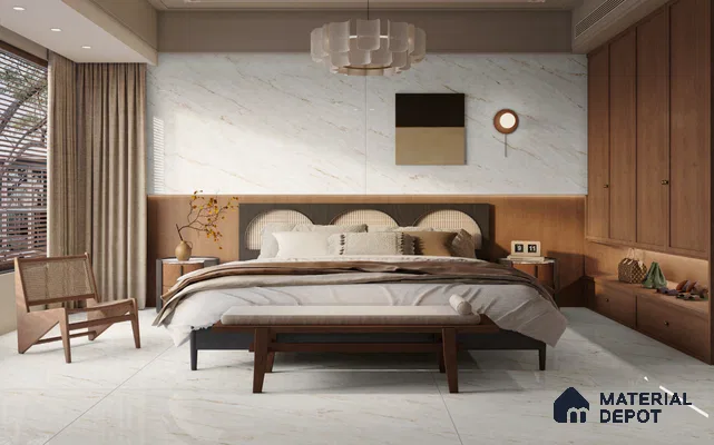 Large Format Marble Floor & Wall Tile TL 11471 Ferior Pale Sisal 6 ft x 4 ft Vitrified Glossy Finish - 9 mm | 4 Random Design | Suitable for Living Room, Bedroom, Dining & Office | Adhesive and Spacers Must be Used During Installation