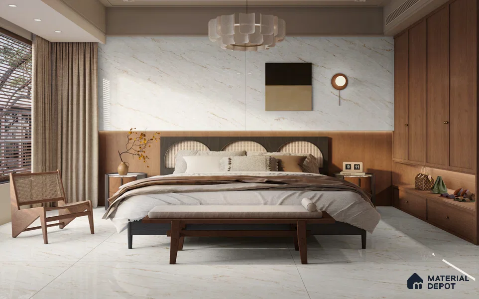 Large Format Marble Floor & Wall Tile TL 11471 Ferior Pale Sisal 6 ft x 4 ft Vitrified Glossy Finish - 9 mm | 4 Random Design | Suitable for Living Room, Bedroom, Dining & Office | Adhesive and Spacers Must be Used During Installation