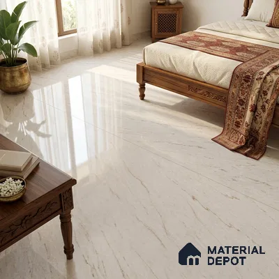 Large Format Marble Floor & Wall Tile TL 11471 Ferior Pale Sisal 6 ft x 4 ft Vitrified Glossy Finish - 9 mm | 4 Random Design | Suitable for Living Room, Bedroom, Dining & Office | Adhesive and Spacers Must be Used During Installation
