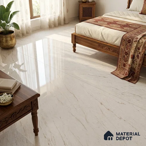 Large Format Marble Floor & Wall Tile TL 11471 Ferior Pale Sisal 6 ft x 4 ft Vitrified Glossy Finish - 9 mm | 4 Random Design | Suitable for Living Room, Bedroom, Dining & Office | Adhesive and Spacers Must be Used During Installation