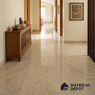 Large Format Marble Floor & Wall Tile TL 11471 Ferior Pale Sisal 6 ft x 4 ft Vitrified Glossy Finish - 9 mm | 4 Random Design | Suitable for Living Room, Bedroom, Dining & Office | Adhesive and Spacers Must be Used During Installation