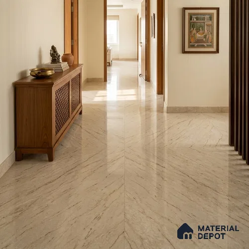 Marble Wall & Floor Tile TL 11471 Beige 6 ft x 4 ft Glossy Finish Vitrified Tile - 9 mm | 4 Random Designs | Suitable For Living Room, Bedroom, Bathroom | Adhesive and Spacers Must be Used During Installation