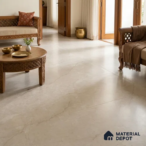 Large Formate Marble Floor & Wall Tile TL 11473 B Moonlace 6 ft x 4 ft Vitrified Lush Finish - 9 mm | 4 Random Design | Suitable for Living Room, Bedroom, Dining & Office