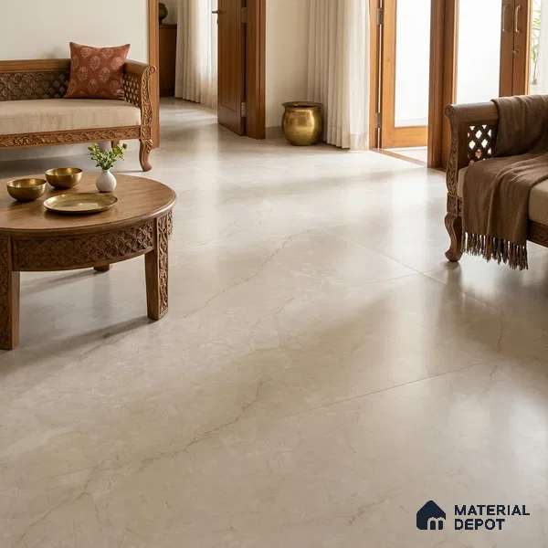 Marble Wall & Floor Tile TL 11473 B Ivory 6 ft x 4 ft Matte Finish Vitrified Tile - 9 mm | 4 Random Designs | Suitable For Living Room, Bedroom, Dining Area