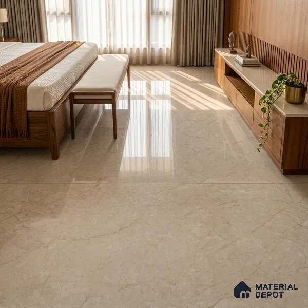 Marble Wall & Floor Tile TL 11473 Ivory 6 ft x 4 ft Glossy Finish Vitrified Tile - 9 mm | 4 Random Designs | Suitable For Living Room, Bedroom, Bathroom