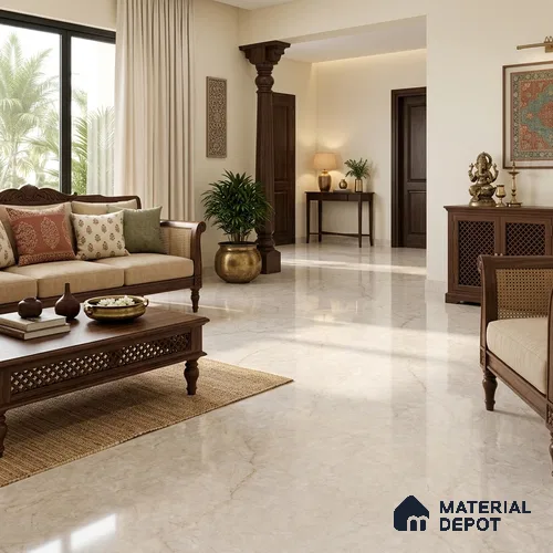 Large Format Marble Floor & Wall Tile TL 11473 Moonlace 6 ft x 4 ft Vitrified Glossy Finish - 9 mm | 4 Random Design | Suitable for Living Room, Bedroom, Dining & Office