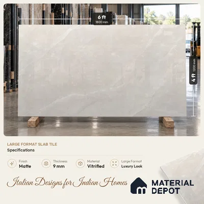 Armani Marble Wall & Floor Tile TL 11475 B Grey 6 ft x 4 ft Matte Finish Vitrified Tile - 9 mm | 4 Random Designs | Suitable For Living Room, Bedroom, Dining Area
