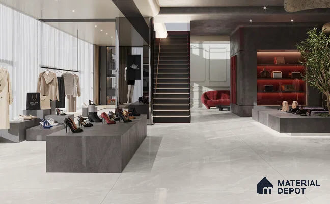 Large Format Marble Floor & Wall Tile TL 11475 Neo Armani Bianco 6 ft x 4 ft Vitrified Glossy Finish - 9 mm | 4 Random Design | Suitable for Living Room, Bedroom, Dining & Office | Adhesive and Spacers Must be Used During Installation