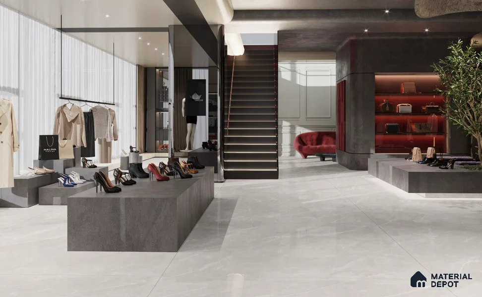 Large Format Marble Floor & Wall Tile TL 11475 Neo Armani Bianco 6 ft x 4 ft Vitrified Glossy Finish - 9 mm | 4 Random Design | Suitable for Living Room, Bedroom, Dining & Office | Adhesive and Spacers Must be Used During Installation