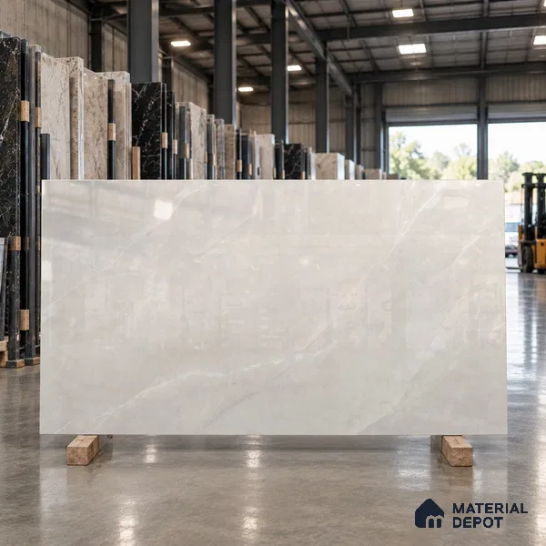 Large Format Marble Floor & Wall Tile TL 11475 Neo Armani Bianco 6 ft x 4 ft Vitrified Glossy Finish - 9 mm | 4 Random Design | Suitable for Living Room, Bedroom, Dining & Office | Adhesive and Spacers Must be Used During Installation