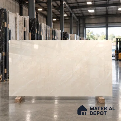 Large Format Marble Floor & Wall Tile TL 11476 Neo Armani Crema 6 ft x 4 ft Vitrified Glossy Finish - 9 mm | 4 Random Design | Suitable for Living Room, Bedroom, Dining & Office | Adhesive and Spacers Must be Used During Installation