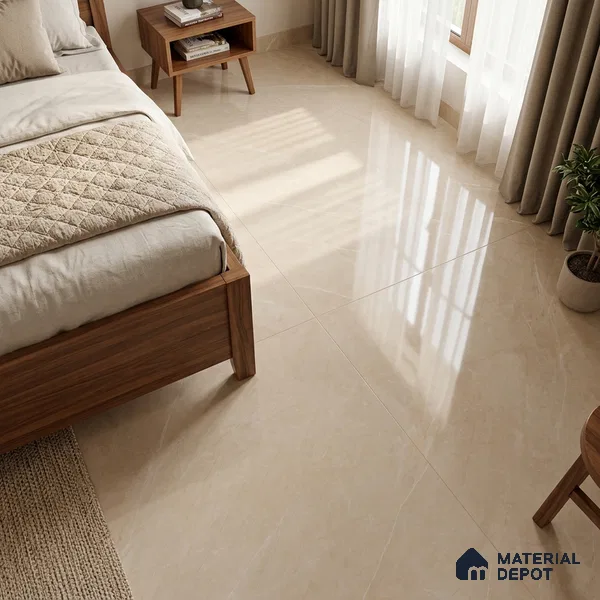 Large Format Marble Floor & Wall Tile TL 11476 Neo Armani Crema 6 ft x 4 ft Vitrified Glossy Finish - 9 mm | 4 Random Design | Suitable for Living Room, Bedroom, Dining & Office | Adhesive and Spacers Must be Used During Installation