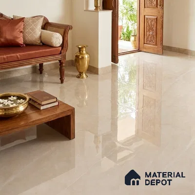 Large Format Marble Floor & Wall Tile TL 11476 Neo Armani Crema 6 ft x 4 ft Vitrified Glossy Finish - 9 mm | 4 Random Design | Suitable for Living Room, Bedroom, Dining & Office | Adhesive and Spacers Must be Used During Installation