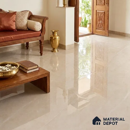 Large Format Marble Floor & Wall Tile TL 11476 Neo Armani Crema 6 ft x 4 ft Vitrified Glossy Finish - 9 mm | 4 Random Design | Suitable for Living Room, Bedroom, Dining & Office | Adhesive and Spacers Must be Used During Installation