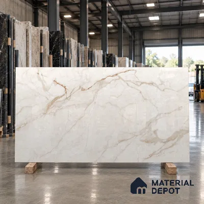 Large Formate Marble Floor & Wall Tile TL 11477 B Nova Calacatta 6 ft x 4 ft Vitrified Lush Finish - 9 mm | 6 Random Design | Suitable for Living Room, Bedroom, Dining & Office