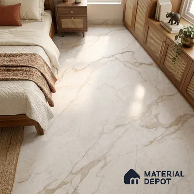Large Formate Marble Floor & Wall Tile TL 11477 B Nova Calacatta 6 ft x 4 ft Vitrified Lush Finish - 9 mm | 6 Random Design | Suitable for Living Room, Bedroom, Dining & Office