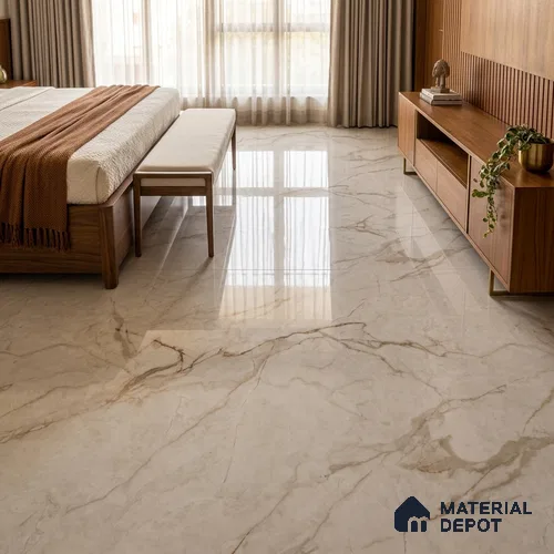 Large Formate Marble Floor & Wall Tile TL 11477 Nova Calacatta 6 ft x 4 ft Vitrified Glossy Finish - 9 mm | 6 Random Design | Suitable for Living Room, Bedroom, Dining & Office