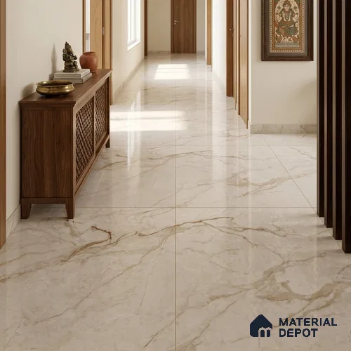 Large Formate Marble Floor & Wall Tile TL 11477 Nova Calacatta 6 ft x 4 ft Vitrified Glossy Finish - 9 mm | 6 Random Design | Suitable for Living Room, Bedroom, Dining & Office