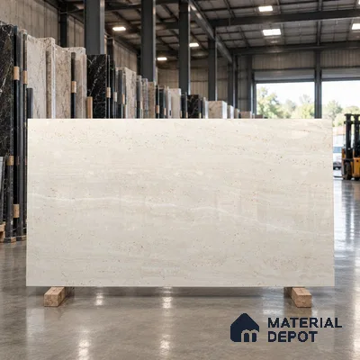 Marble Travertine Wall & Floor Tile TL 11479 B Cream 6 ft x 4 ft Matte Finish Vitrified Tile - 9 mm | 4 Random Designs | Suitable For Living Room, Bedroom, Dining Area