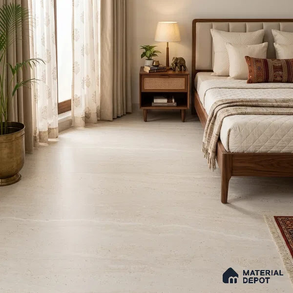 Marble Travertine Wall & Floor Tile TL 11479 B Cream 6 ft x 4 ft Matte Finish Vitrified Tile - 9 mm | 4 Random Designs | Suitable For Living Room, Bedroom, Dining Area