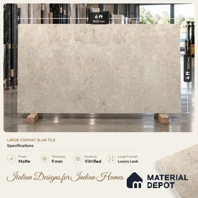 Marble Wall & Floor Tile TL 11485 B Brown 6 ft x 4 ft Matte Finish Vitrified Tile - 9 mm | 4 Random Designs | Suitable For Living Room, Bedroom, Dining Area