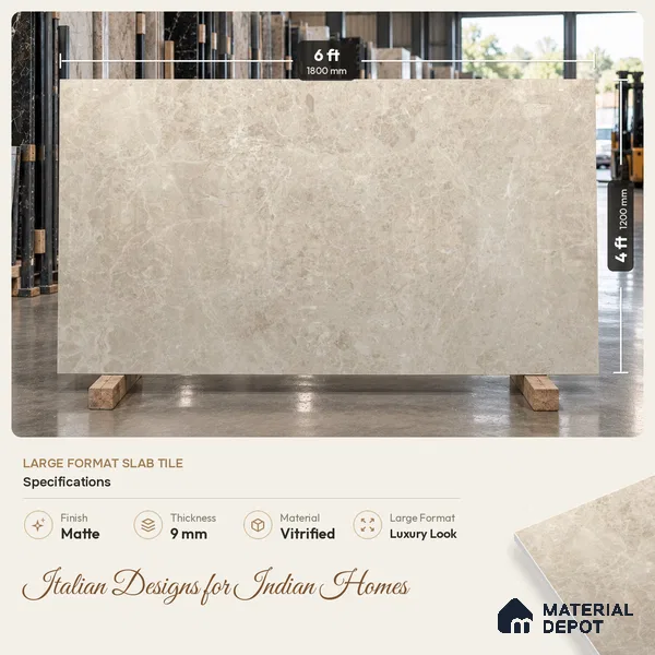 Marble Wall & Floor Tile TL 11485 B Brown 6 ft x 4 ft Matte Finish Vitrified Tile - 9 mm | 4 Random Designs | Suitable For Living Room, Bedroom, Dining Area