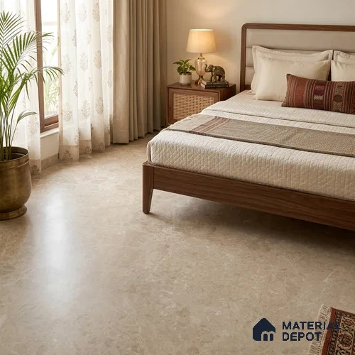 Large Formate Marble Floor & Wall Tile TL 11485 B Renova Crema Pie 6 ft x 4 ft Vitrified Lush Finish - 9 mm | 4 Random Design | Suitable for Living Room, Bedroom, Dining & Office