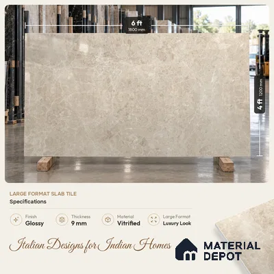 Marble Wall & Floor Tile TL 11485 Brown 6 ft x 4 ft Glossy Finish Vitrified Tile - 9 mm | 4 Random Designs | Suitable For Living Room, Bedroom, Bathroom | Adhesive and Spacers Must be Used During Installation
