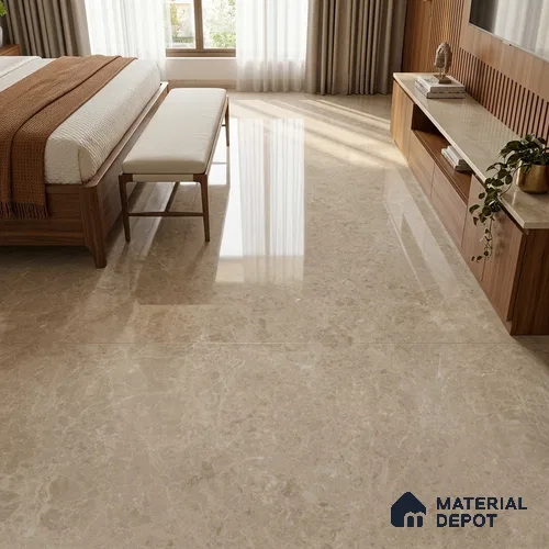 Large Format Marble Floor & Wall Tile TL 11485 Renova Crema Pie 6 ft x 4 ft Vitrified Glossy Finish - 9 mm | 4 Random Design | Suitable for Living Room, Bedroom, Dining & Office | Adhesive and Spacers Must be Used During Installation