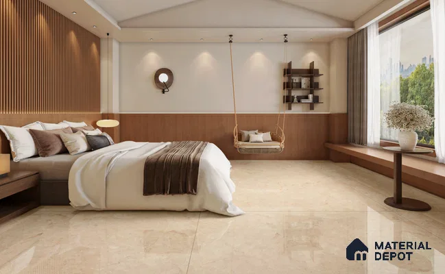 Large Format Marble Floor & Wall Tile TL 11489 B Cratic Beige 6 ft x 4 ft Vitrified Glossy Finish - 9 mm | 4 Random Design | Suitable for Living Room, Bedroom, Dining & Office | Adhesive and Spacers Must be Used During Installation