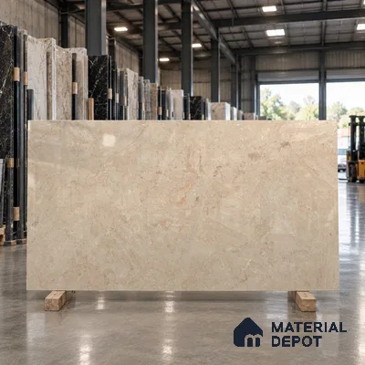 Large Format Marble Floor & Wall Tile TL 11489 B Cratic Beige 6 ft x 4 ft Vitrified Glossy Finish - 9 mm | 4 Random Design | Suitable for Living Room, Bedroom, Dining & Office | Adhesive and Spacers Must be Used During Installation