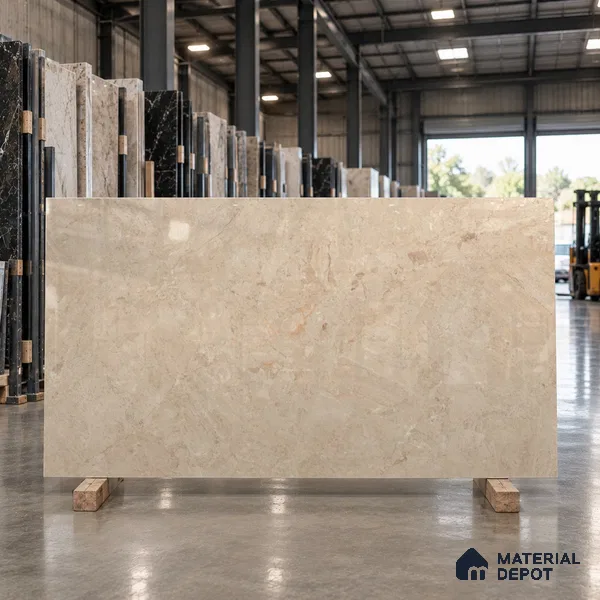 Large Format Marble Floor & Wall Tile TL 11489 B Cratic Beige 6 ft x 4 ft Vitrified Glossy Finish - 9 mm | 4 Random Design | Suitable for Living Room, Bedroom, Dining & Office | Adhesive and Spacers Must be Used During Installation