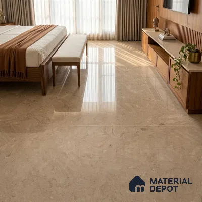 Large Format Marble Floor & Wall Tile TL 11489 B Cratic Beige 6 ft x 4 ft Vitrified Glossy Finish - 9 mm | 4 Random Design | Suitable for Living Room, Bedroom, Dining & Office | Adhesive and Spacers Must be Used During Installation