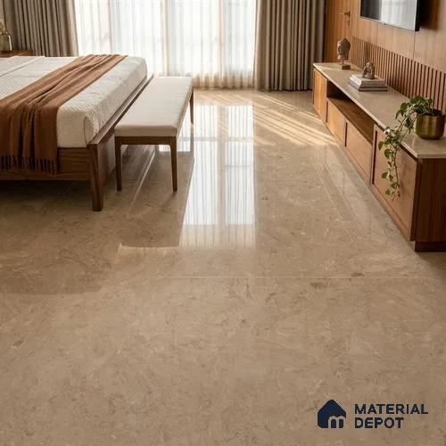 Large Format Marble Floor & Wall Tile TL 11489 B Cratic Beige 6 ft x 4 ft Vitrified Glossy Finish - 9 mm | 4 Random Design | Suitable for Living Room, Bedroom, Dining & Office | Adhesive and Spacers Must be Used During Installation
