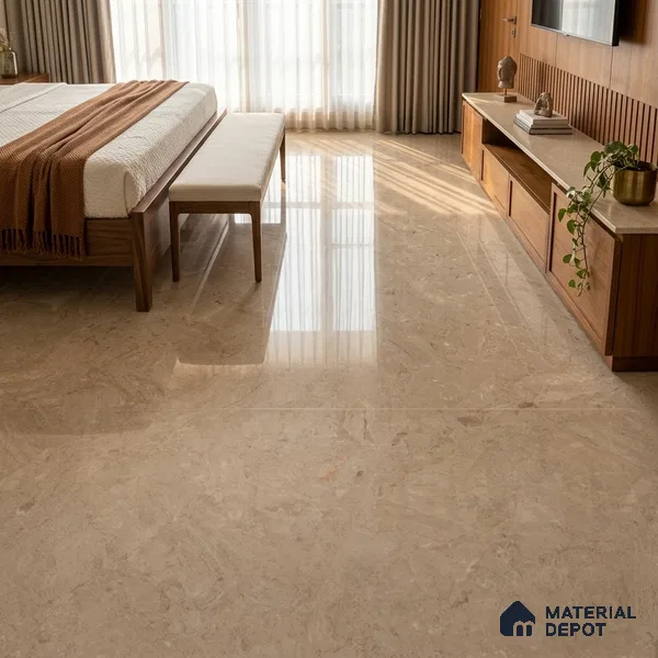 Large Format Marble Floor & Wall Tile TL 11489 B Cratic Beige 6 ft x 4 ft Vitrified Glossy Finish - 9 mm | 4 Random Design | Suitable for Living Room, Bedroom, Dining & Office | Adhesive and Spacers Must be Used During Installation