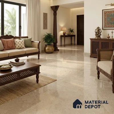Large Format Marble Floor & Wall Tile TL 11489 B Cratic Beige 6 ft x 4 ft Vitrified Glossy Finish - 9 mm | 4 Random Design | Suitable for Living Room, Bedroom, Dining & Office | Adhesive and Spacers Must be Used During Installation